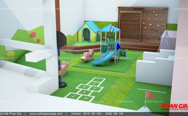  thi công khu vui chơi ngoài trời trong biệt thự gia đình