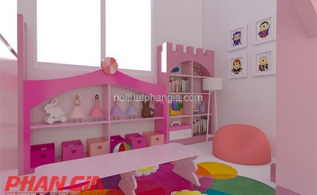 khu vui chơi trong nhà dành cho bé gái cực kỳ đáng yêu